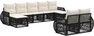 vidaXL Conjunto De Sof&aacute;s De Jard&iacute;n 9 Uds. Negro Y Blanco Crema Vidaxl
