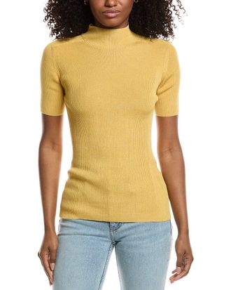 Lafayette 148 New York Ribbed Stand Collar Sweater