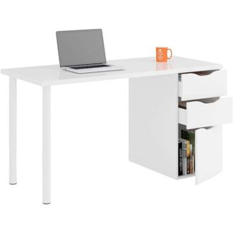 HOGAR 24 Hogar24 - Mesa Escritorio Con Cajones Athena Blanco Artik 135x74x60 Cm