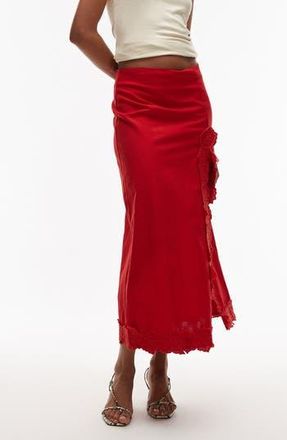 Topshop Floral Embroidered Cotton Midi Skirt at Nordstrom Rack, Size 10 Us (Fits Like 10-12)