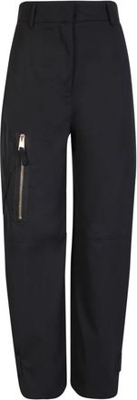 Blanca Vita Zwarte Cargo Broek Damesstijl - Dames - Straight fit broeken - Zwart - XS - Wol - Broeken