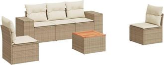 vidaXL Juego De Sof&aacute;s Jard&iacute;n Con Cojines 6 Pzas Rat&aacute;n Sint&eacute;tico Beige Vidaxl