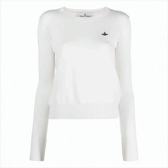 Vivienne Westwood Fitted White Knit Top With Round Neckline