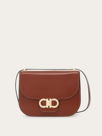 Ferragamo Donna Borsa a tracolla North-South Double Gancini Marrone