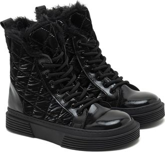 Desa Womens Faux Leather Boots - Textile Lining, Synthetic Sole, Flat Heel | Black - 36