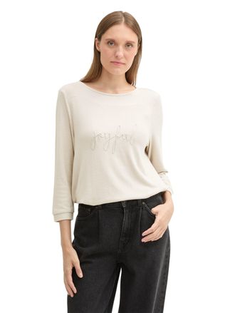 Tom Tailor Fleeceshirt TOM TAILOR, Damen, Gr. M (38), beige (dusty beige melange), Fleece, Obermaterial: 80% Viskose, 17% Polyester, 3% Elasthan, meliert, regula