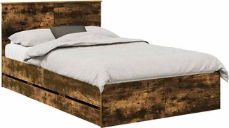 vidaXL Estructura De Cama Roble Ahumado 120 X 190 Cm Madera Ingenieril Vidaxl