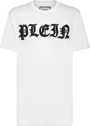 Philipp Plein Round Neck T-Shirt Gothic Plein - Heren - T-shirts - Wit - 4XL - Katoen - Tops