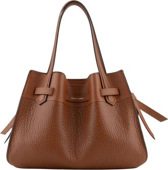 Pourchet Tassen, Dames, Bruin, ONE Size, Leer, Camel handtas maat M - van leer