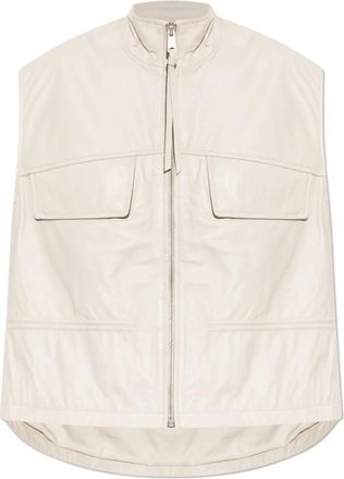 AllSaints Flor Leather Vest - Dames - Bodywarmers - Beige - S - Leer - Jassen
