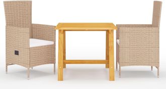 vidaXL Juego De Comedor De Jard&iacute;n 3 Piezas Beige Vidaxl