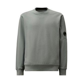C.P. Company Sweatshirts, male, Blue, Size: XL Diagonal Raised Fleece Crewneck Lens Sweatshirt
