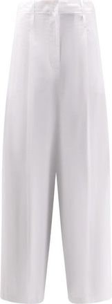 Alysi Cropped Wijde Pijpen Broek - Dames - Vrijetijds broeken - Wit - M - Katoen - Broeken