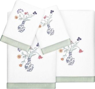 Linum Home Textiles 100% Turkish Cotton Stella 4Pc Embellished Towel Set