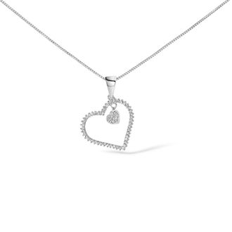 House of Brilliance 925 Sterling Silver 1/3ct TDW Diamond Heart Pendant Necklace