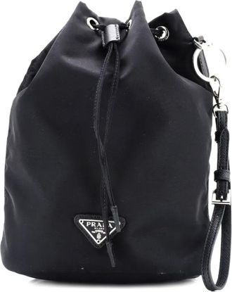 Prada Drawstring Wristlet Tessuto Small bucket bag - Zwart