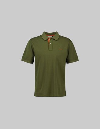 GANT Mens GANT Regular Contrast Pique Polo Shirt, Moss Green - Tan - Size: 40