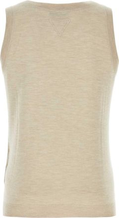Prada Mens Cashmere Tank Top Beige Tops