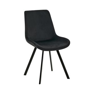 Clp Silla de comedor con patas de metal y asiento de Terciopelo Negro