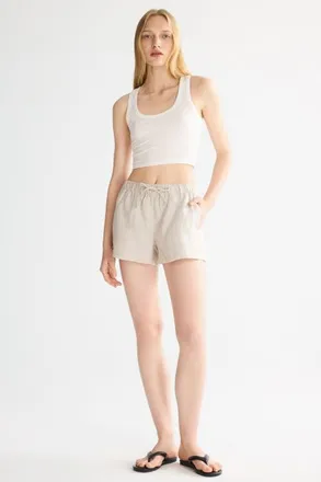 Orolay Relaxed Linen Drawstring Shorts in Beige at Nordstrom, Size X-Small