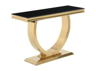 Vente-Unique Consola de vidrio templado y acero inoxidable - Dorado y Negro - ROWAN de Pascal Morabito