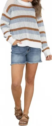 Thread & Supply Calla Lily Sweater In Blue Rust Combo