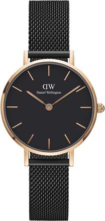 Daniel Wellington Womens DW00100245 Ladies Petite Black Ashfield Rose Gold 28mm Watch - One Size