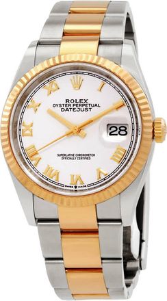 Rolex Datejust 36 White Dial Mens Stainless Steel and 18kt Yellow Gold Oyster Watch 126233WRO