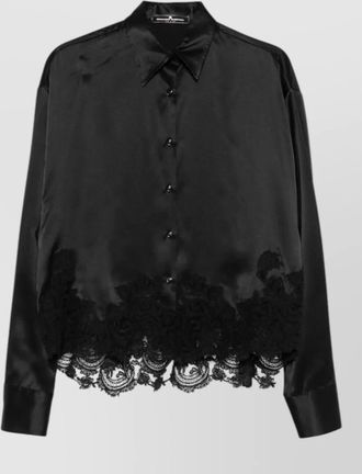 Ermanno Scervino silk lace trim long sleeve shirt