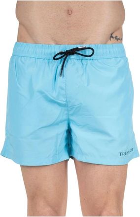 Trussardi Heren Zwemkleding Vertical Logo - Heren - Strandmode - Blauw - 2XL - Polyester - Badmode