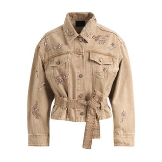 Pinko Denim Jackets, female, Beige, Size: M Giungla Jacket