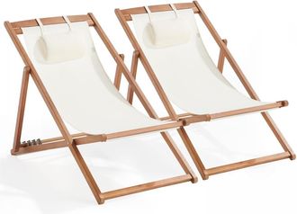 Oviala Juego de 2 sillas de madera de eucalipto blanco