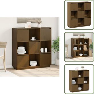 vidaXL The Living Store Credenza Marrone Ambrato 110,5x35x117 cm Legno Massello di Pino - Scaffale in legno