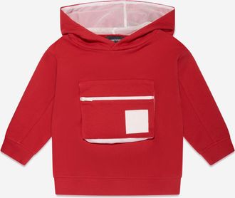 Emporio Armani Boys Front Pocket Hoodie In Red - Size 10Y
