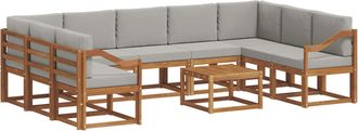vidaXL Conjunto De Sof&aacute;s De Exterior 10 Uds. Gris Natural Y Claro Vidaxl