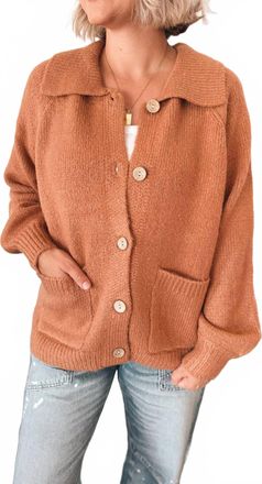 Staccato Keep Me Cozy Knit Long Sleeve Cardigan In Camel
