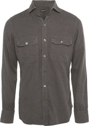 Tom Ford Camicia in cotone a quadri - Grigio