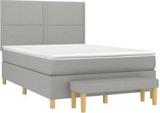 vidaXL Vidaxl - Cama Box Spring Con Colch&oacute;n Tela Gris Claro 140x190 Cm