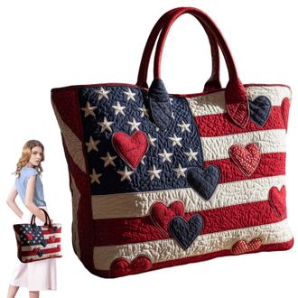 Generic Quilted Tote Bag, Embroidery Floral Animal Patchwork Bags, Boho Tote Bags for Women, Large Capacity Canvas Totes, Suitable for Office, Shopping, Appoi