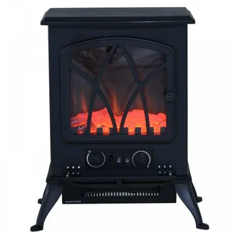 HOMCOM 1850W Flame Effect Electric Free Standing Fireplace W/Fan and Log Burning Stove Heater-Black | TJ Hughes Black