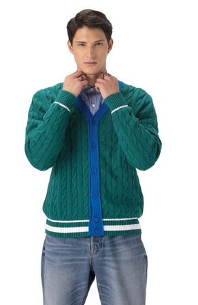 Members Only Cable Knit Cardigan in Green at Nordstrom, Size Xx-Large