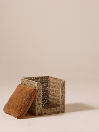 Vertbaudet Faltbarer Katzenkorb aus Papierseil, mit herausnehmbarem Kissen beige