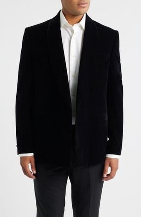 Jack Victor Ellis Double Breasted Black Super 130s Wool Blend Velvet Dinner Jacket at Nordstrom Rack, Size 40 Regular