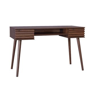 Sweeek Escritorio efecto madera 2 cajones, nogal