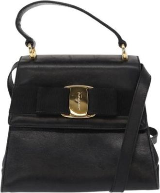 Ferragamo Pre-owned Handbags, female, Black, Size: ONE SIZE Pre-owned Leather Handbag