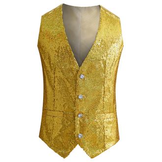Generic Mens Sequin Vest - Suit Vest For Men Slim Fit Sequin Vest Casual Vest Shoulder MenS Vest V-Neck Suit Vest Sleeveless Coat Suit Waistcoat Casual Vest T