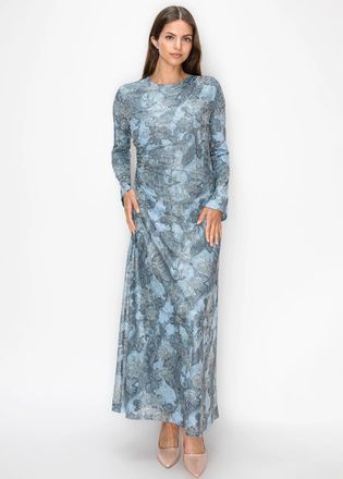 YAL New York Blue Paisley Print Long Dress