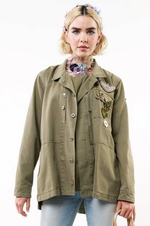 Aratta Army Button Down Jacket In Olive