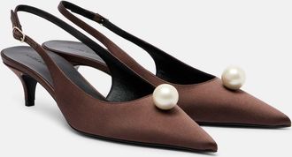 Magda Butrym Embellished satin slingback pumps