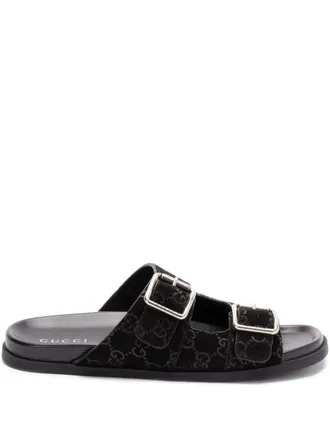 Gucci suede slides - men - Calf Leather/Calf Leather/Suede - 7.5 - Black